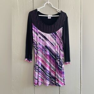 Parsley & Sage Abstract Art Print Tunic Top Womens Size S Lagenlook Festival